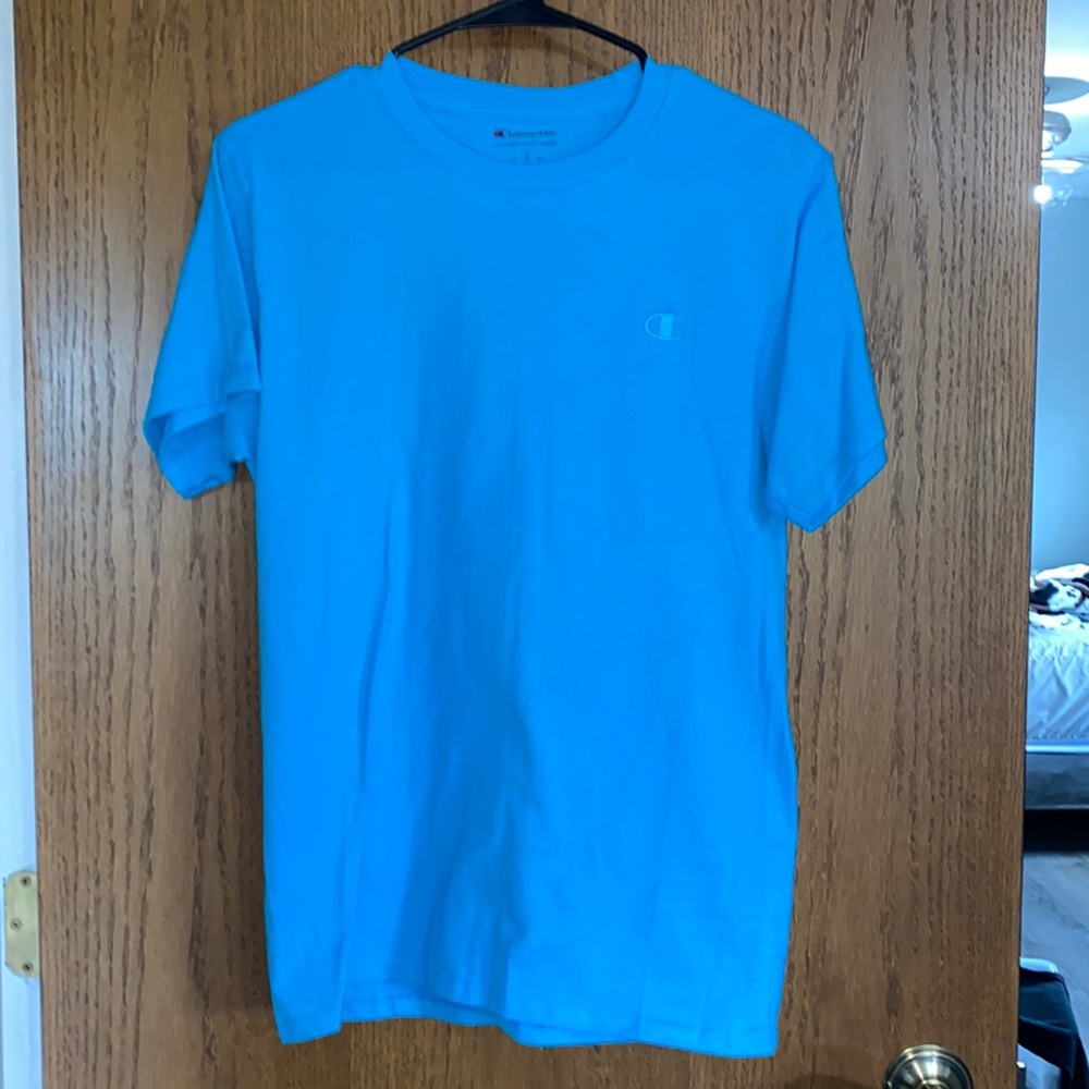 blue and black champion shirts